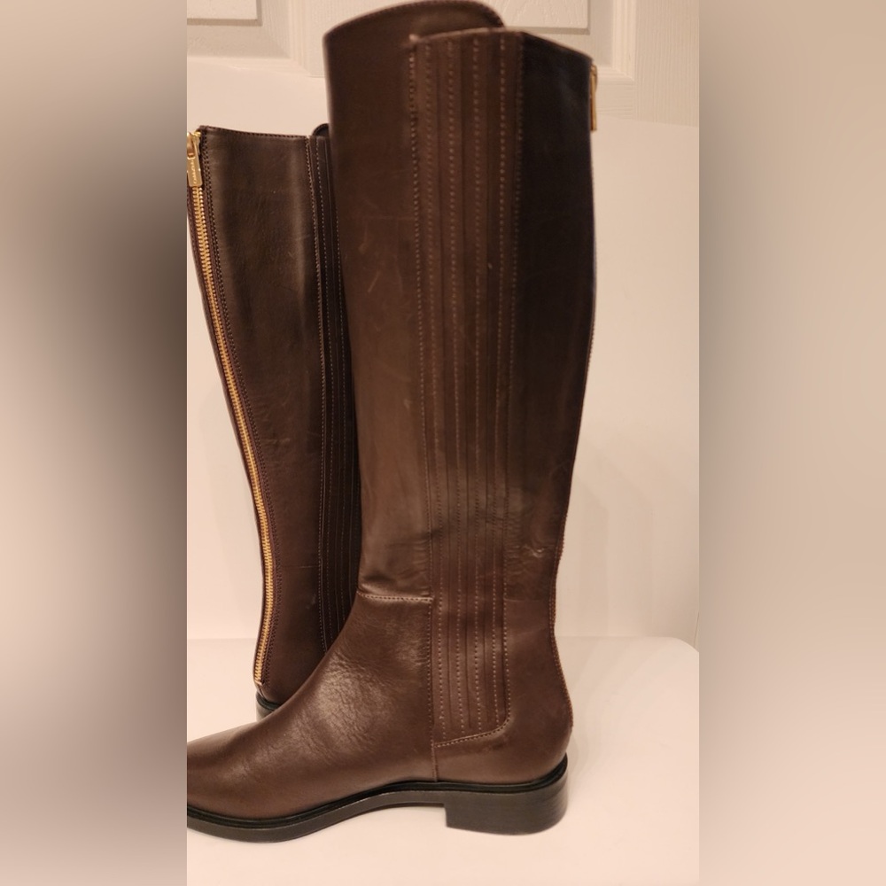 Calvin Klein Womens Finley Leather Closed Toe Knee High Brown Coffee Bean Size 5 - Picture 7 of 12
